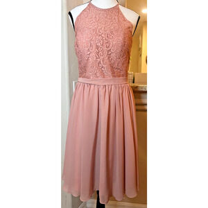 JJ'S House Women's Crew Neck Lace/Chiffon Formal Fit and Flare Dress Size 10